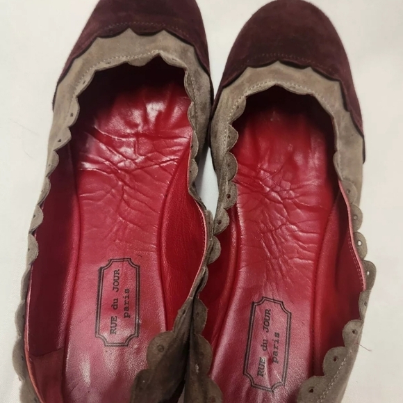 Vintage RUE DU JOUR Paris Suede Ballet Flats Shoes Made In Italy Size 40 US 9 - Picture 9 of 15